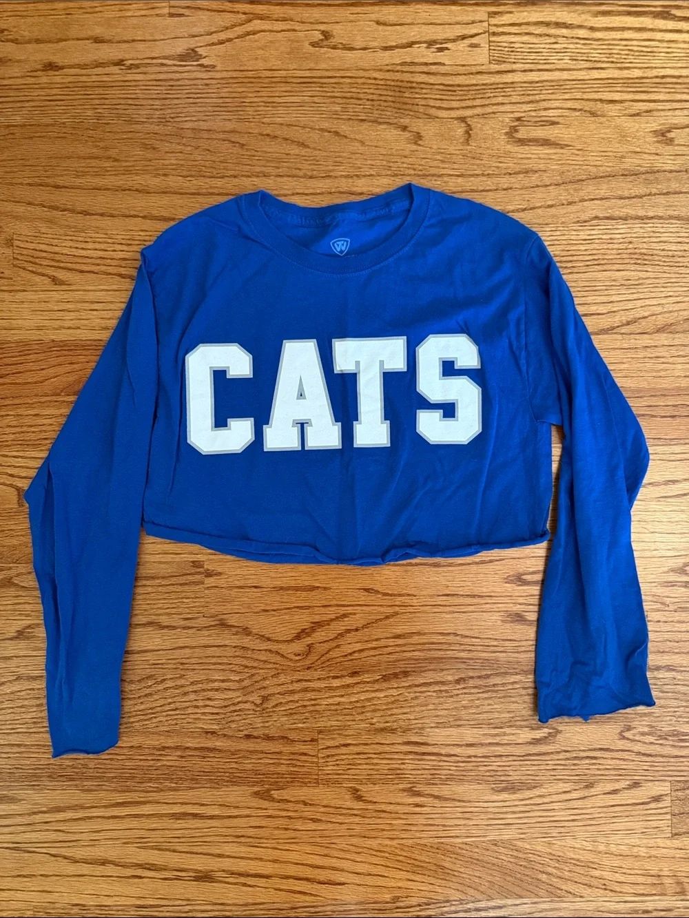 Top of the World Blue CATS Long Sleeve Crop Top
